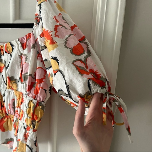 NWOT Moon River Floral Puff Sleeve Linen Top - Picture 7 of 7
